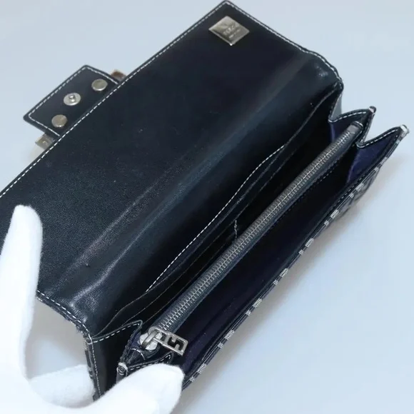 Authentic Vintage Fendi Zucchino Canvas Long Wallet - Navy & Beige - EUC - Picture 11 of 15